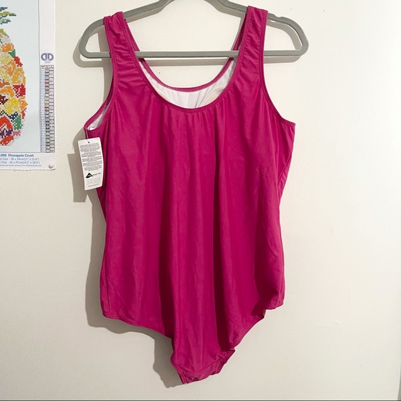 BLAIR Pink Padded Shelf Bra One Piece Swimsuit 16W - Picture 6 of 7